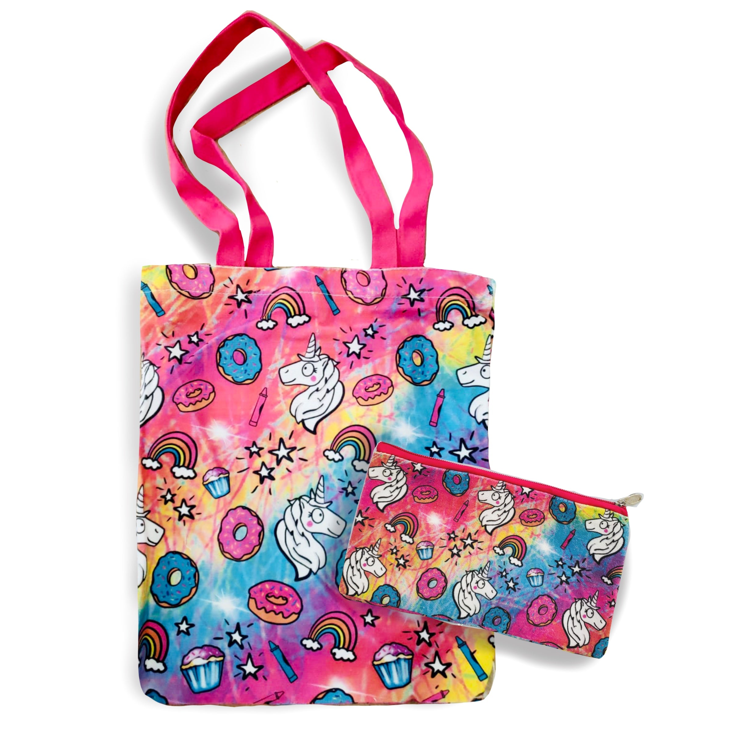 UNICORN Canvas Zipper Tote with matching zipper pencil bag Diane